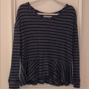Blue Striped Waffle Top